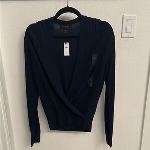 Banana Republic Black Fitted Wrap Blouse